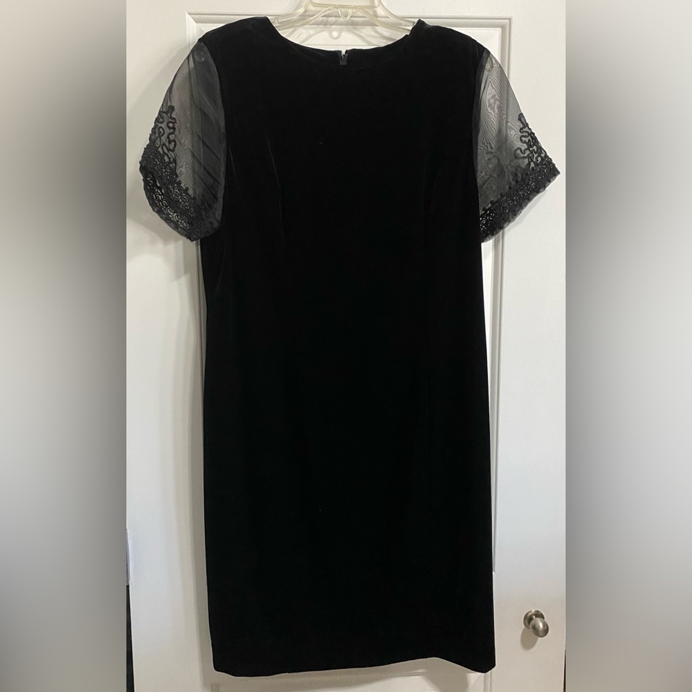 Used Sag Harbor Dress; black, velvety, detailed, size 14